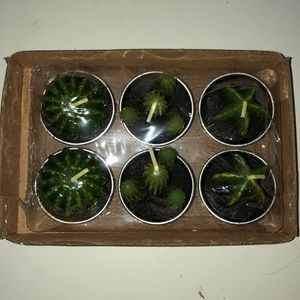 SET OF SIX MINI CACTUS CANDLES
